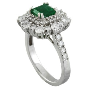 2.30 Carat Emerald 14K White Gold Diamond Ring
