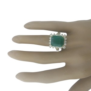 6.91 Carat Emerald 14K Yellow Gold Diamond Ring