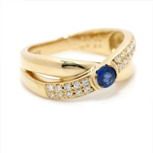WAKO 18K yellow gold Sapphire Diamond Ring
