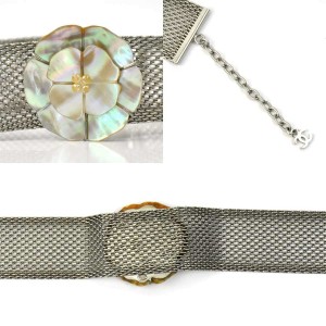 Chanel Silver-Tone Shell Flower Bracelet