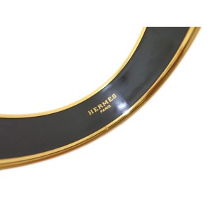 Hermes Cloisonne Gold Tone Metal Large Bangle Bracelet