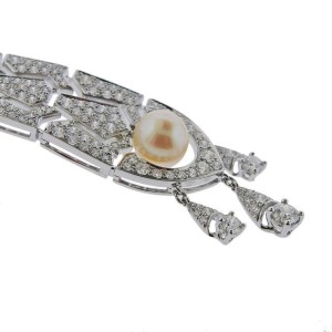 Cartier 6.35 Carat Diamond Pearl Gold Drop Earrings