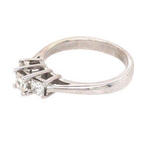 Helzberg 14k White Gold 3 Stone Princess Cut Engagement Ring