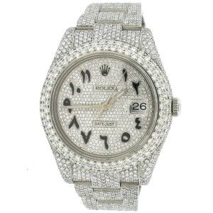 Rolex Datejust II 41MM Pave Diamond Steel Watch w/23.3CT Diamond Bezel/Lugs/Bracelet/Arabic Dial