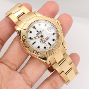 Rolex Yacht-Master 35mm White Dial Yellow Gold Watch 68628