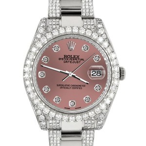 Rolex Datejust II 41mm Diamond Bezel/Lugs/Bracelet/Salmon Diamond Dial Steel Watch 116300