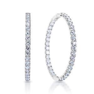 Daisy 12 Carat Round Brilliant Diamond Hoop Earrings in 14k White Gold