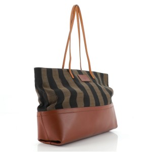 Fendi Pequin Roll Tote Canvas and Leather