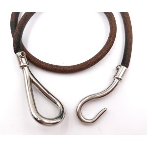 Hermes Hook Palladium Leather Bracelet /Choker