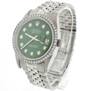 Rolex Datejust 36MM Automatic Stainless Steel Jubilee Mens Watch w/Forest Green Diamond Dial & Bezel