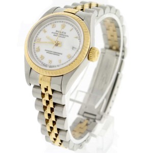 Rolex Datejust Ladies 2-Tone 18K Yellow Gold/Steel 26MM Original White Roman Dial Jubilee Watch 69173