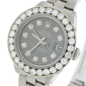 Rolex Datejust Ladies Automatic Stainless Steel 26mm Oyster Watch w/Gray Diamond Dial & 1.96Ct Bezel