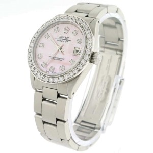 Rolex Datejust Midsize Stainless Steel 31mm Womens Oyster Watch w/Pink MOP Diamond Dial & 1.52Ct Bezel