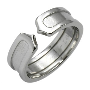 Cartier 18K White Gold W C2 Double C Ring US7.75 LXGCH-16