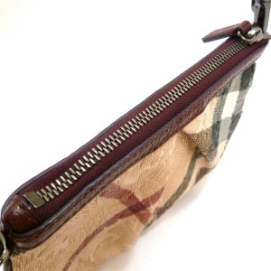 Burberry PVC,Leather Check Emboss Hand Bag