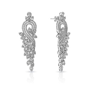 Rylee   Carat Combined Mixed Shape Diamond Chandelier Earrings for Ladies in 14kt White Gold