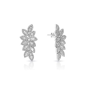 Vivian Carat Combine Mixed Shape Diamond Chandelier Earrings for Ladies in 14kt White Gold