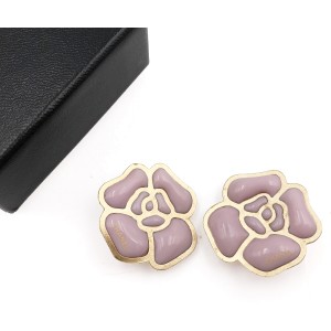 Chanel Gold Plated Pink Pop Up Camellia Clip On Earrings