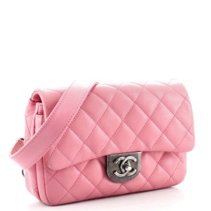 Chanel Double Carry Chain Waist Bag Quilted Goatskin Small