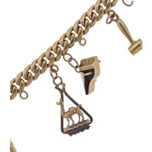 1940s Multi Charm Gold Bracelet