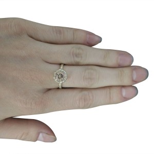 1.24 Carat Morganite 14K Yellow Gold Diamond Ring