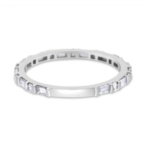 18k White Gold 0.64ct. Diamond Baguette Round Eternity Band Size 7