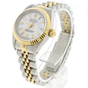 Rolex Datejust Ladies 2-Tone 18K Yellow Gold/Steel 26MM Original Silver Index Dial Jubilee Watch 179173