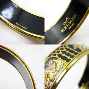 Hermes Gold Tone Metal Cloisonne Bangle Bracelet 