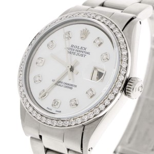 Rolex Datejust 36MM Automatic Stainless Steel Oyster Mens Watch w/MOP Diamond Dial & Bezel