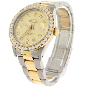 Rolex Datejust 2-Tone 18K Gold/SS 36mm Automatic Oyster Watch with Diamond Dial & 2.80Ct Bezel