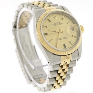 Rolex Datejust Midsize 2-Tone Yellow Gold/Stainless Steel Original Champagne Stick Dial 31MM Jubilee Watch 68273