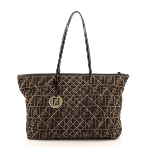 Fendi Roll Tote Quilted Zucca Canvas Large