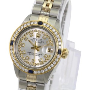 Silver Lady Datejust Diamond Dial Diamond Sapphire Bezel 26mm Watch