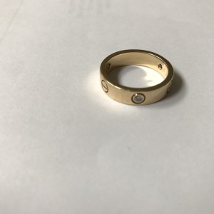 Cartier Love 18K Yellow Gold and 3P Diamond Ring Size 9