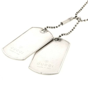 GUCCI 925 Silver Dog tag Necklace LXGBKT-1164