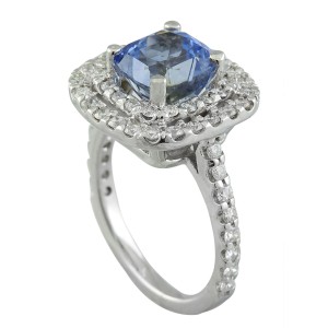 4.92 Carat Sapphire 14K White Gold Diamond Ring