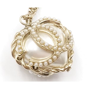 Chanel Gold-Tone Metal & Simulated Glass Pearl Heart Necklace