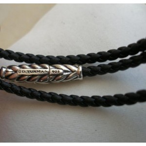 David Yurman Sterling Silver & Leather Black Triple Wrap Bracelet
