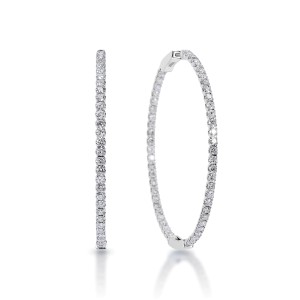 Jenna 3.25 Carat Round Brilliant Diamond Hoop Earrings in 14k White Gold