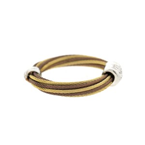 Alor 18K White Gold/Stainless steel & YLW & Bronze PVD cable RING