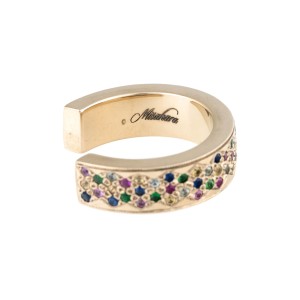 18K Yellow Gold Multicolored Sapphires Korali ~ Signature Insert Ring