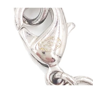 Chanel Silver CC Rhinestone Small Pendant Necklace 