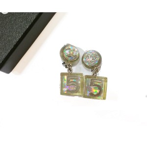 Chanel CC Iridescent Ivory Dice Clip On Earrings  