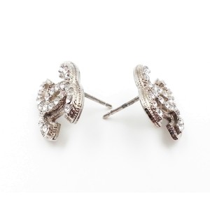Chanel Silver Tone Metal CC Blink Rhinestone Piercing Earrings