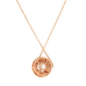 18K Rose Gold Round Pendant Diamond Necklace