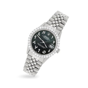 Rolex Datejust 36MM Steel Watch with 3.35CT Diamond Bezel/Black MOP Diamond Arabic Dial