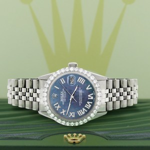 Rolex Datejust 36MM Steel Watch with 3.3CT Diamond Bezel/Black Pearl Diamond Roman Dial