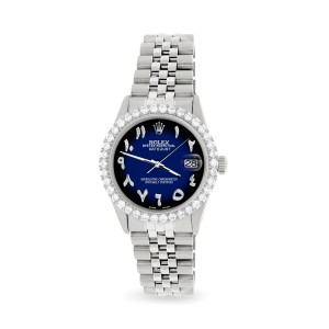 Rolex Datejust 36MM Steel Watch with 3.35CT Diamond Bezel/Blue Vignette Diamond Arabic Dial