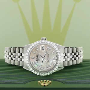 Rolex Datejust 36MM Steel Watch with 3.3CT Diamond Bezel/Champagne MOP Diamond Roman Dial