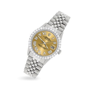 Rolex Datejust 36MM Steel Watch with 3.3CT Diamond Bezel/Champagne Diamond Roman Dial